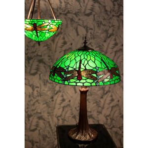 Zelená stolní lampa Tiffany s vážkami Vie green - Ø 41*57 cm E27/max 2*40W Clayre & Eef