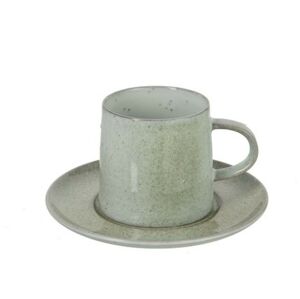 Zelený porcelánový šálek s podšálkem Dot mint - ∅ 16*9 cm