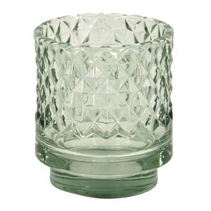 Zelený skleněný svícen na čajovou svíčku Houder - Ø7*8 cm Clayre & Eef
