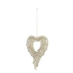 Zlatá dekorace andělská křídla ve tvaru srdce - 7*1*12 cm
