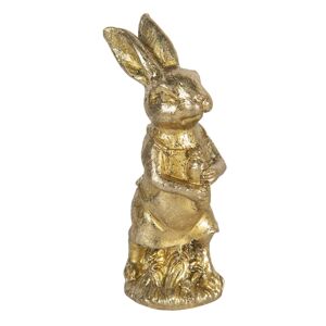 Zlatá dekorace králíka s mrkví Métallique - 4*4*11 cm