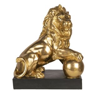 Zlatá dekorace lva na černé podestě - 38*25*44 cm