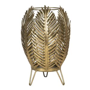 Zlatá kovová lucerna s listy – Ø 21*30 cm