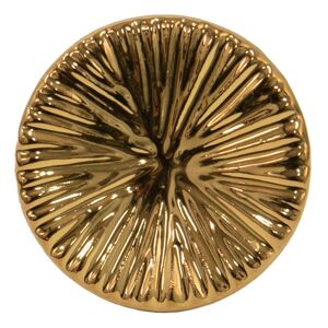 Zlatá kulatá keramická úchytka s rýhovaným zdobením Ratiel - Ø 4*3 cm Clayre & Eef