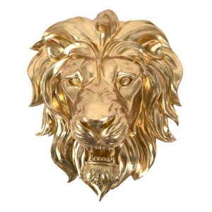 Zlatá nástěnná dekorace hlava lva Lion Gold - 48*24*42 cm Clayre & Eef