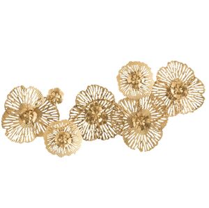 Zlatá nástěnná kovová dekorace květy Callien - 76*5*36 cm J-Line by Jolipa