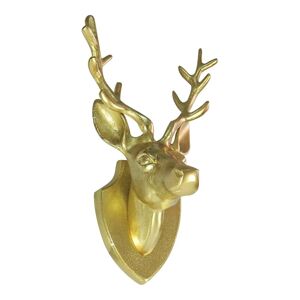 Zlatá nástěnná kovová hlava jelena - 19,5*16*33cm