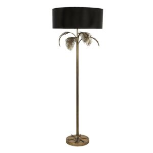 Zlatá stojací lampa s černým stínidlem Phyllida – Ø 60*165 cm Clayre & Eef