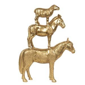 Zlaté dekorační sousoší koňů Cheval - 30*8*40 cm