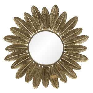 Zlaté nástěnné zrcadlo s dekorací ptačích per - 94*4 cm