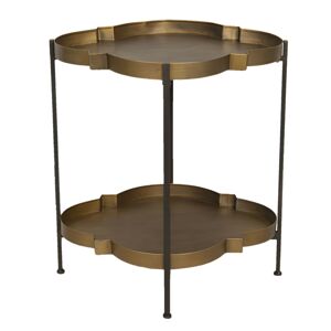 Zlato-hnědý odkládací stolek se dvěma patry Efrosyni - 57*50*62 cm