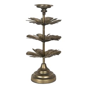 Zlatý antik kovový svícen s květy -  Ø 21*45 cm Clayre & Eef