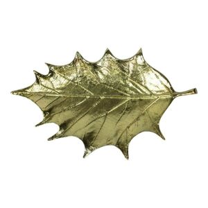 Zlatý dekorační kovový podnos / miska ve tvaru listu - 31*19*2,5cm