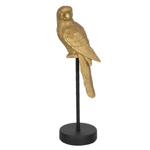 Zlatý dekorační papoušek na černém podstavci - 11*10*36 cm