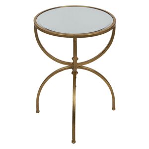 Zlatý kovový odkládací stolek se skleněnou deskou sleva - Ø 49*62 cm Clayre & Eef