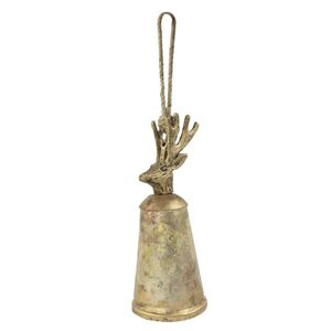 Zlatý kovový zvonek s hlavou jelena Deer - Ø 14*35cm