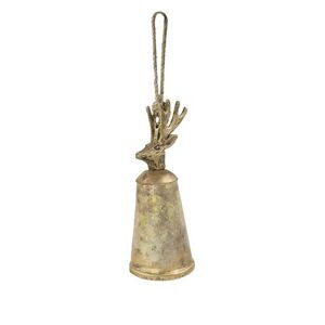 Zlatý kovový zvonek s hlavou jelena Deer - Ø 8*20cm