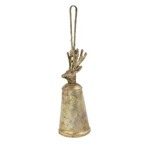 Zlatý kovový zvonek s hlavou jelena Deer - Ø11*30cm