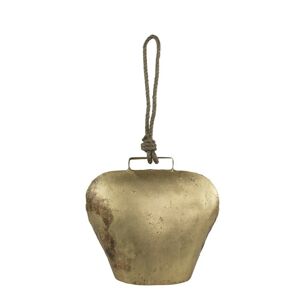 Zlatý kovový zvonek ve tvaru kravského zvonu - 40*20*20cm