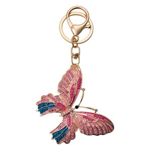 Zlatý přívěsek na klíče/ kabelku motýl s růžovými kamínky Clayre & Eef