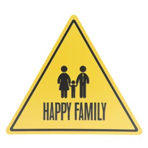 Žlutá kovová cedule HAPPY FAMILY - 30*34 cm