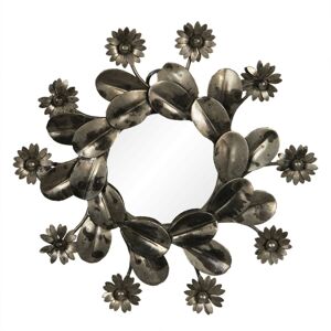 Zrcadlo s kovovým rámem s květinami – Ø 15*2 cm