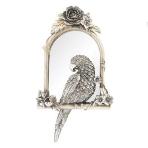 Zrcadlo v rámu s papouškem a květinami  - 25*4*45 cm