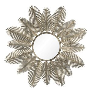 Zrcadlo ve zlatém rámu s listy Hamblin – Ø 84*3 cm