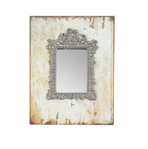 Zrcadlo vsazené do dřevěného rámu s patinou - 23*2*30 cm